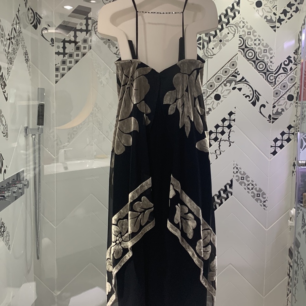 NWOT🇨🇦VTG 90’ Sophisticated JR Velvety Chiffon Long Dress w/ Scarf - Picture 15 of 17